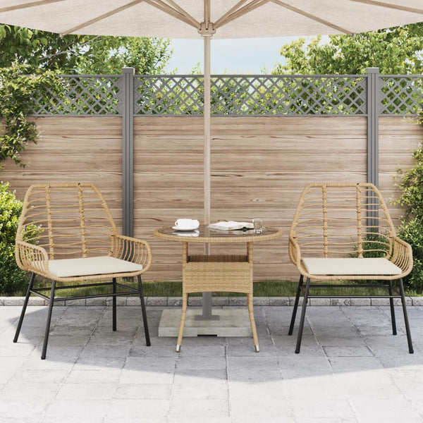 Gartenstühle 2er Set Braun Poly Rattan mit Kissen