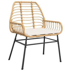 Gartenstühle 2er Set Braun Poly Rattan mit Kissen