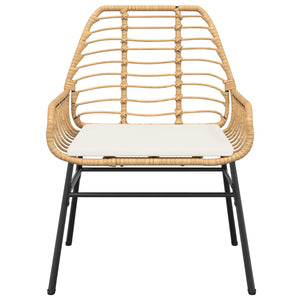 Gartenstühle 2er Set Braun Poly Rattan mit Kissen