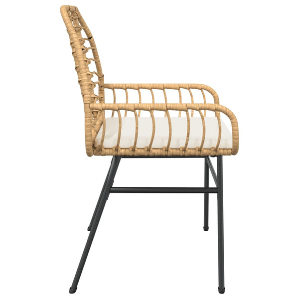 Gartenstühle 2er Set Braun Poly Rattan mit Kissen