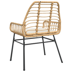 Gartenstühle 2er Set Braun Poly Rattan mit Kissen