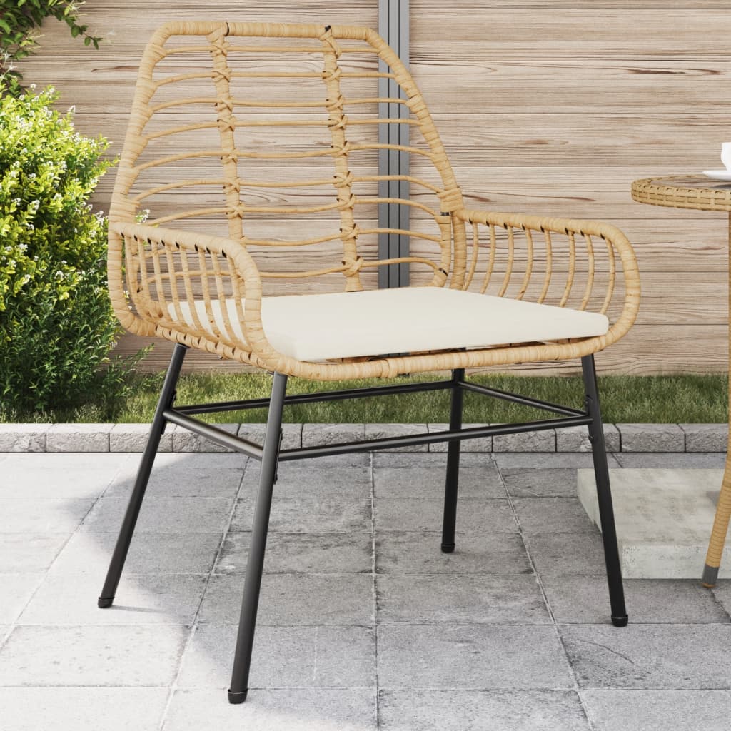 Gartenstühle 2er Set Braun Poly Rattan mit Kissen