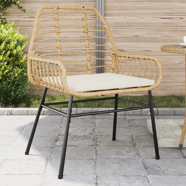 Gartenstühle 2er Set Braun Poly Rattan mit Kissen