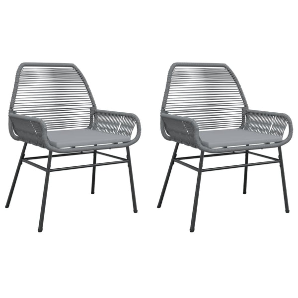 Gartenstühle 2er Set Grau mit Kissen