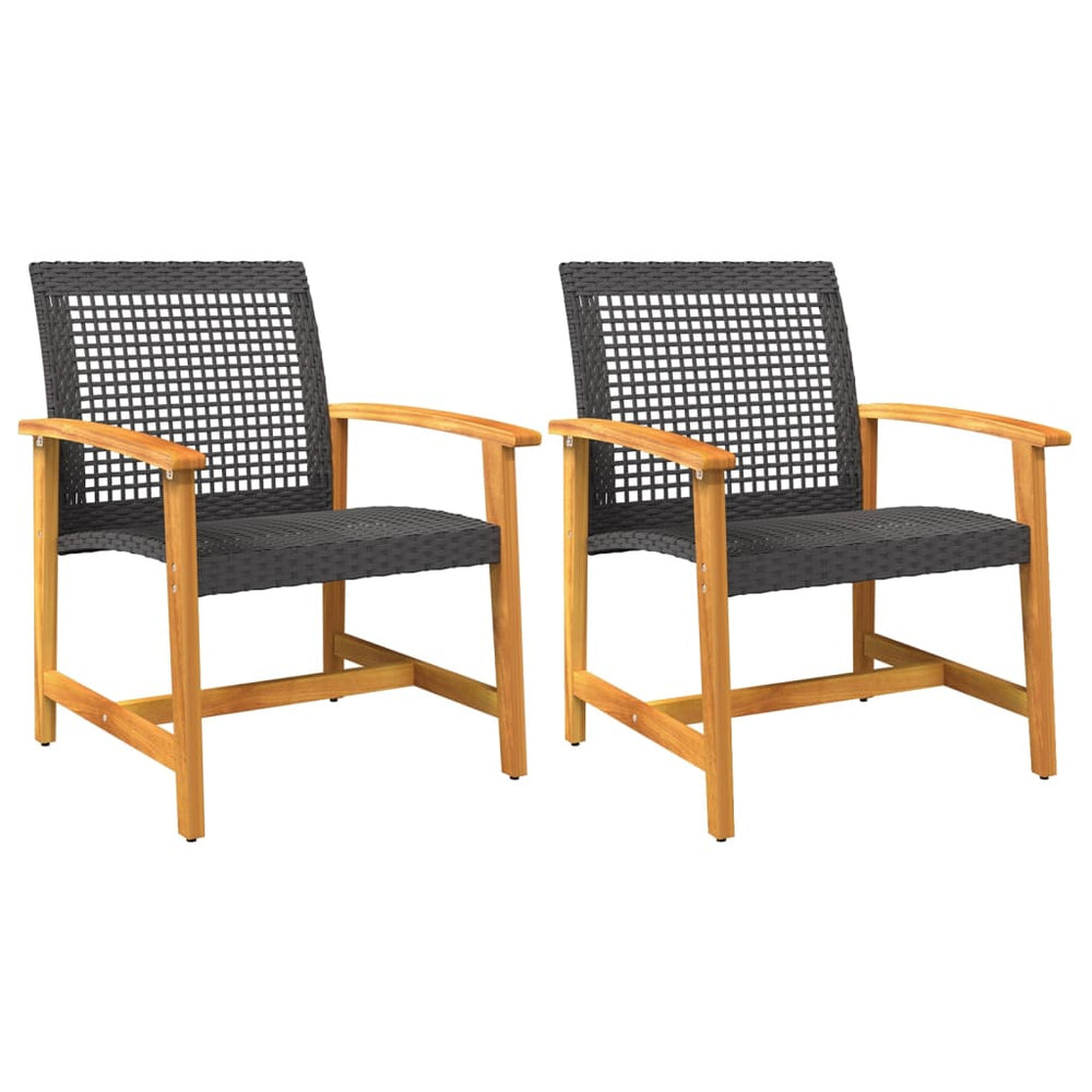 Gartenstühle 2er Set Poly Rattan Schwarz