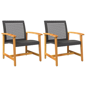 Gartenstühle 2er Set Poly Rattan Schwarz