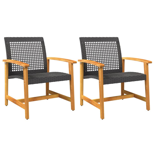 Gartenstühle 2er Set Poly Rattan Schwarz