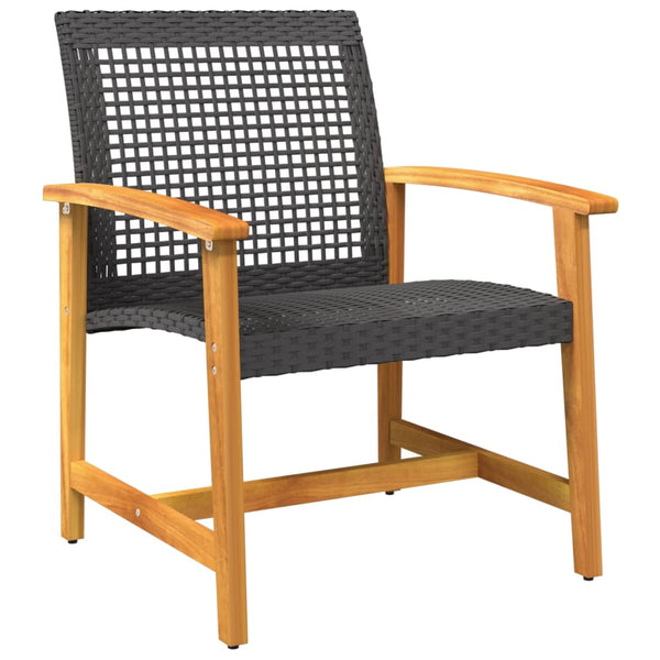 Gartenstühle 2er Set Poly Rattan Schwarz