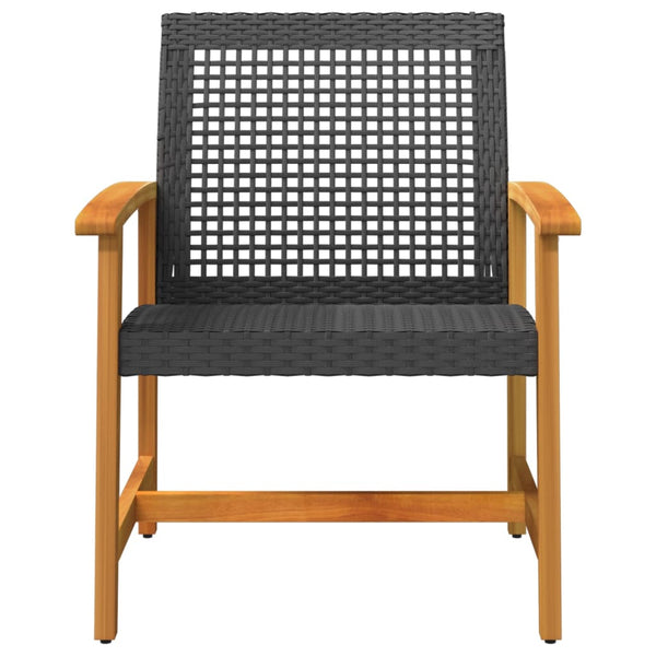 Gartenstühle 2er Set Poly Rattan Schwarz