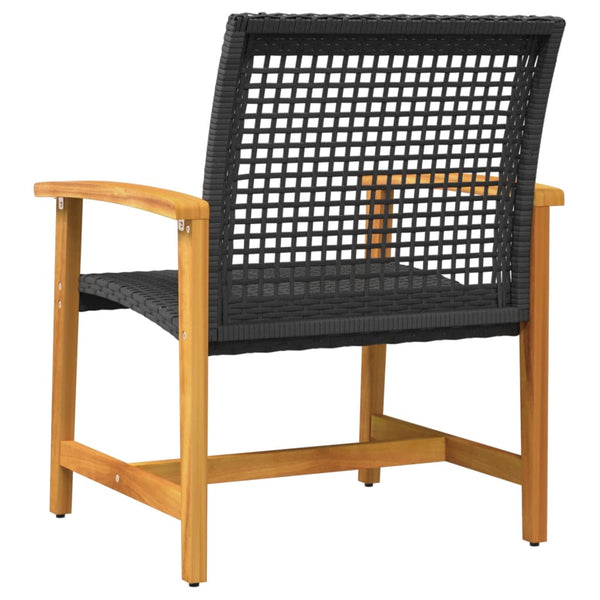 Gartenstühle 2er Set Poly Rattan Schwarz