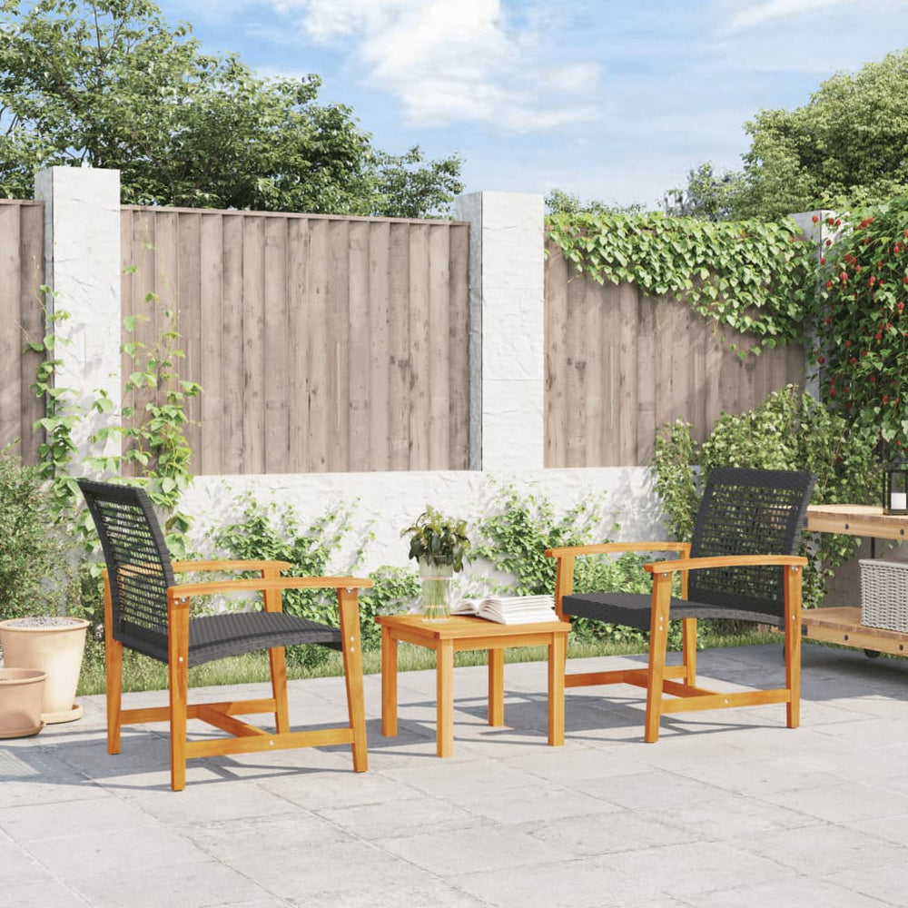 Gartenstühle 2er Set Poly Rattan Schwarz