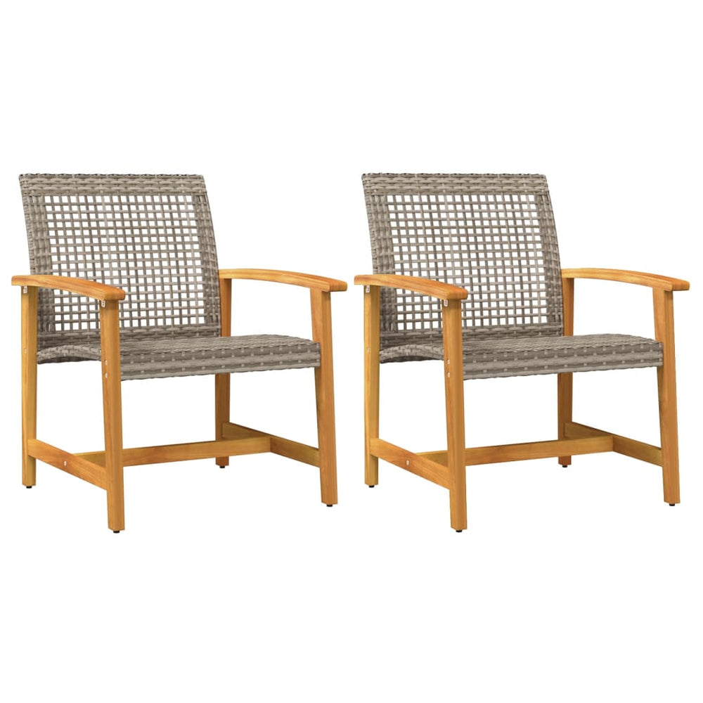 Gartenstühle 2er Set Grau Poly Rattan