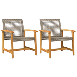 Gartenstühle 2er Set Grau Poly Rattan