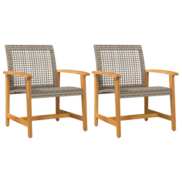 Gartenstühle 2er Set Grau Poly Rattan