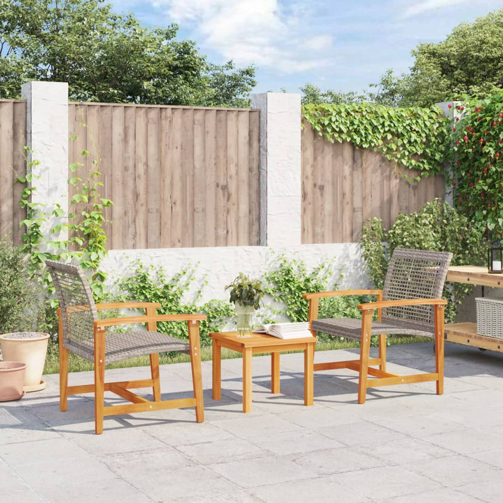 Gartenstühle 2er Set Grau Poly Rattan