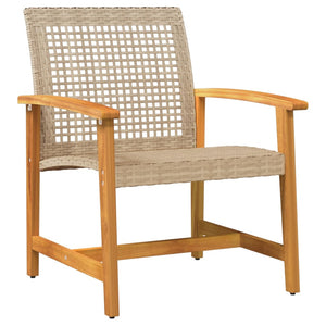 Gartenstühle 2er Set Beige Poly Rattan Akazie