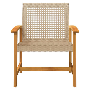 Gartenstühle 2er Set Beige Poly Rattan Akazie