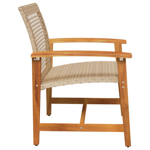 Gartenstühle 2er Set Beige Poly Rattan Akazie