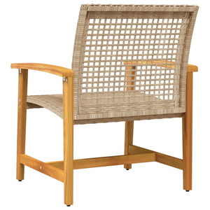 Gartenstühle 2er Set Beige Poly Rattan Akazie