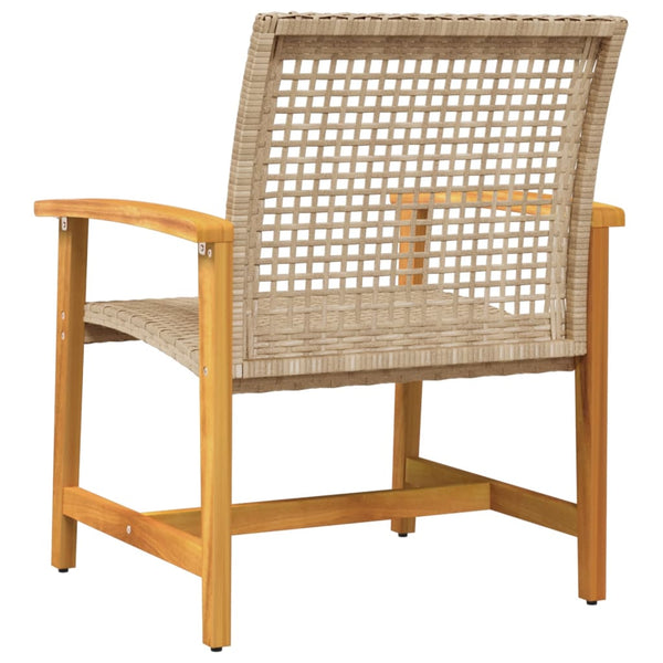 Gartenstühle 2er Set Beige Poly Rattan Akazie