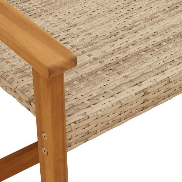 Gartenstühle 2er Set Beige Poly Rattan Akazie