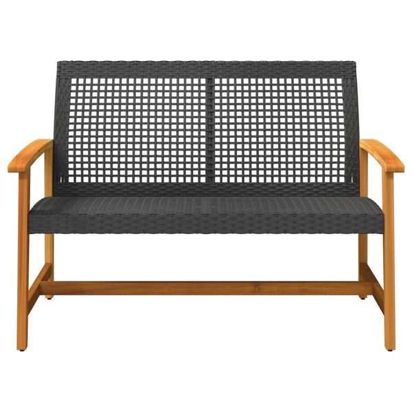 Schwarze Gartenbank 112cm Poly Rattan & Akazie