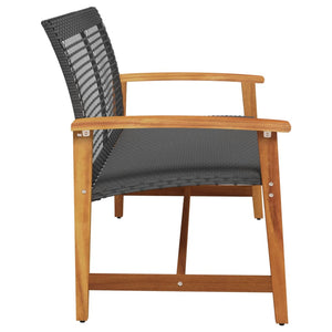 Schwarze Gartenbank 112cm Poly Rattan & Akazie