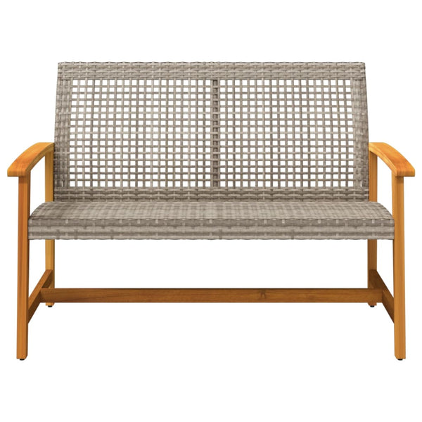 Graue Gartenbank, 112 cm, Poly Rattan & Akazie