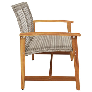 Graue Gartenbank, 112 cm, Poly Rattan & Akazie