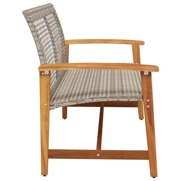 Graue Gartenbank, 112 cm, Poly Rattan & Akazie