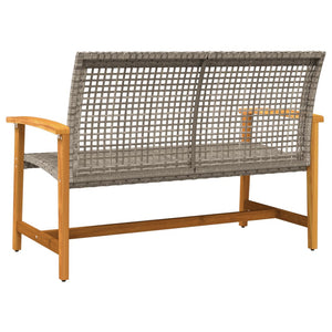 Graue Gartenbank, 112 cm, Poly Rattan & Akazie