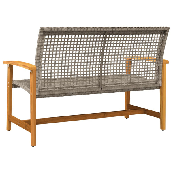 Graue Gartenbank, 112 cm, Poly Rattan & Akazie