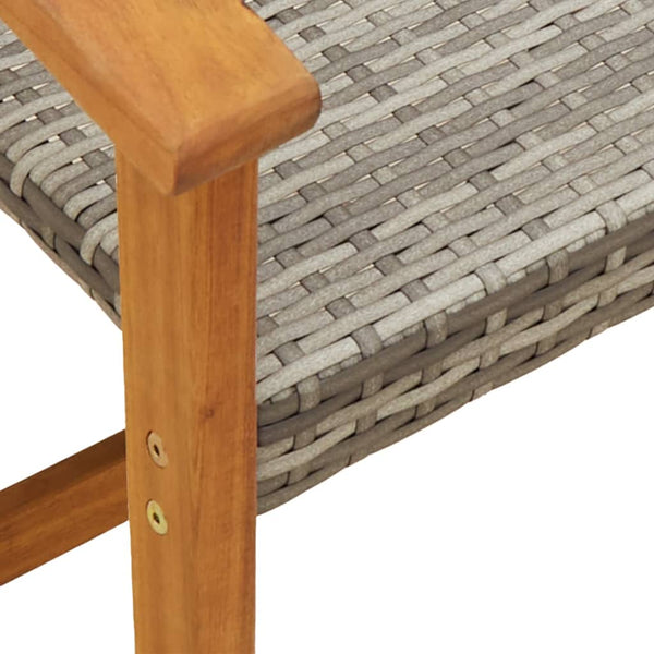 Graue Gartenbank, 112 cm, Poly Rattan & Akazie