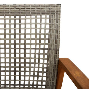 Graue Gartenbank, 112 cm, Poly Rattan & Akazie