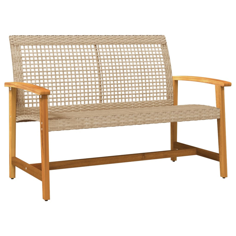 Beige Gartenbank 112 cm Poly Rattan & Akazie