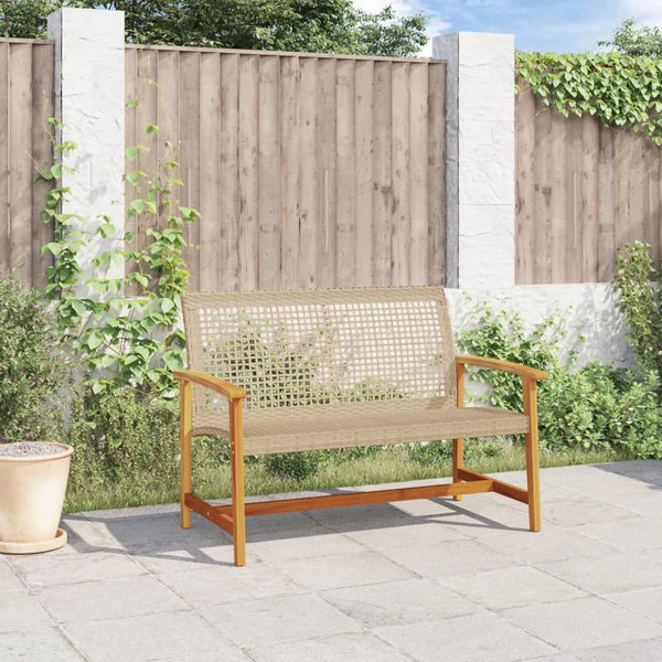 Beige Gartenbank 112 cm Poly Rattan & Akazie