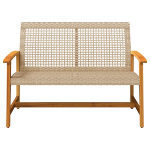 Beige Gartenbank 112 cm Poly Rattan & Akazie