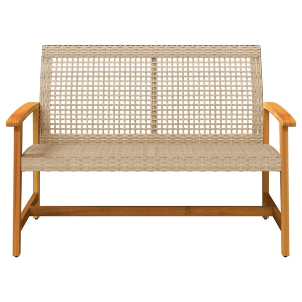 Beige Gartenbank 112 cm Poly Rattan & Akazie