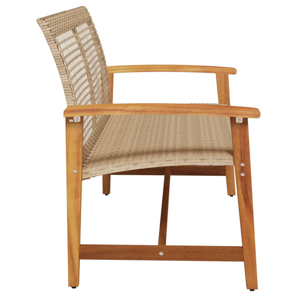 Beige Gartenbank 112 cm Poly Rattan & Akazie