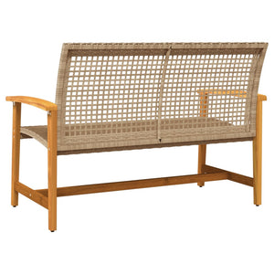 Beige Gartenbank 112 cm Poly Rattan & Akazie