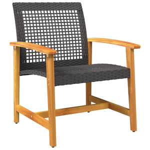 3-teiliges Bistro-Set Schwarz Poly Rattan Akazie