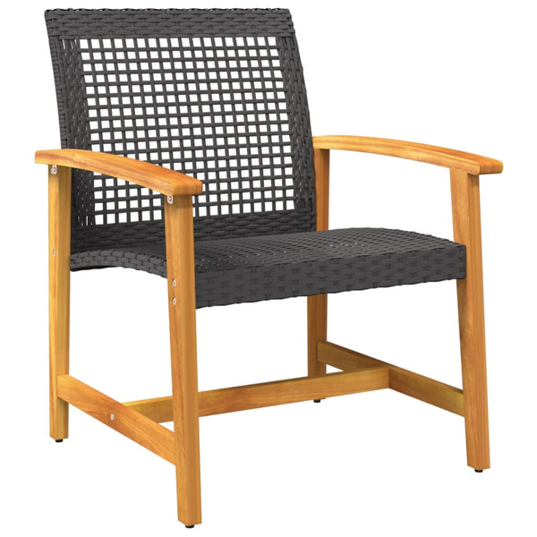 3-teiliges Bistro-Set Schwarz Poly Rattan Akazie