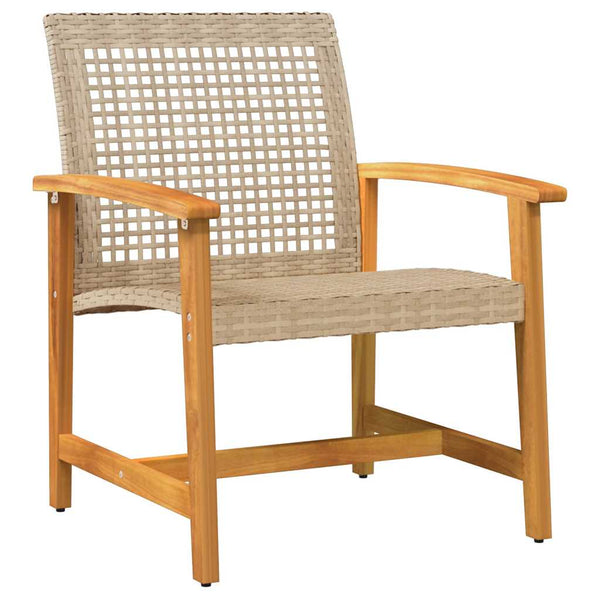 3-tlg. Bistro-Set Beige Poly Rattan Akazienholz