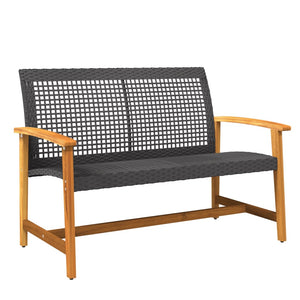 5-tlg. Garten Lounge Set Schwarz Poly Rattan Akazie