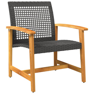 5-tlg. Garten Lounge Set Schwarz Poly Rattan Akazie