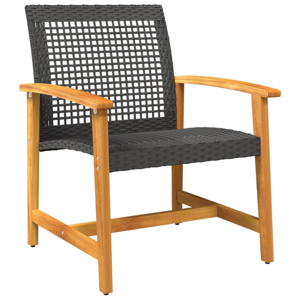5-tlg. Garten Lounge Set Schwarz Poly Rattan Akazie