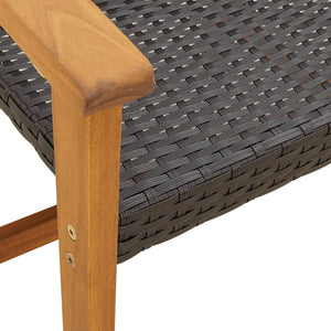 5-tlg. Garten Lounge Set Schwarz Poly Rattan Akazie