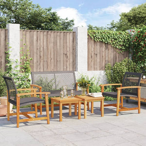 5-tlg. Garten Lounge Set Schwarz Poly Rattan Akazie