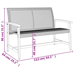 5-tlg. Garten Lounge Set Beige Poly Rattan Akazie