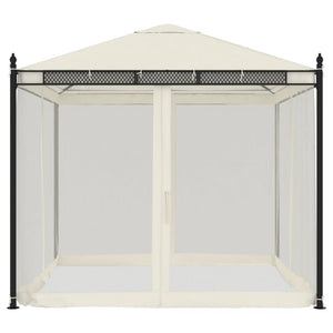 Creme Pavillon mit Netzwänden 2,93x2,93m